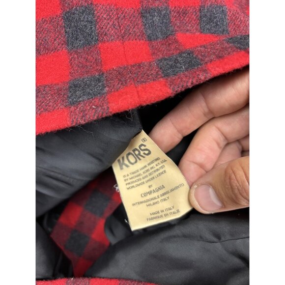 KORS Blazer Womens 6 Red Black Buffalo Check Wool Angora Made in Italy 3 Button - Picture 8 of 9